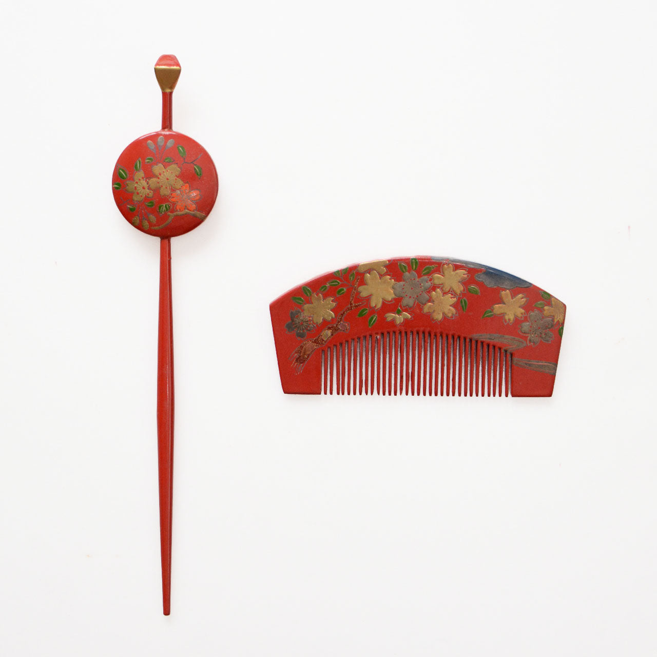 Showa Era Japanese Hairpin and Comb Set in Original Box