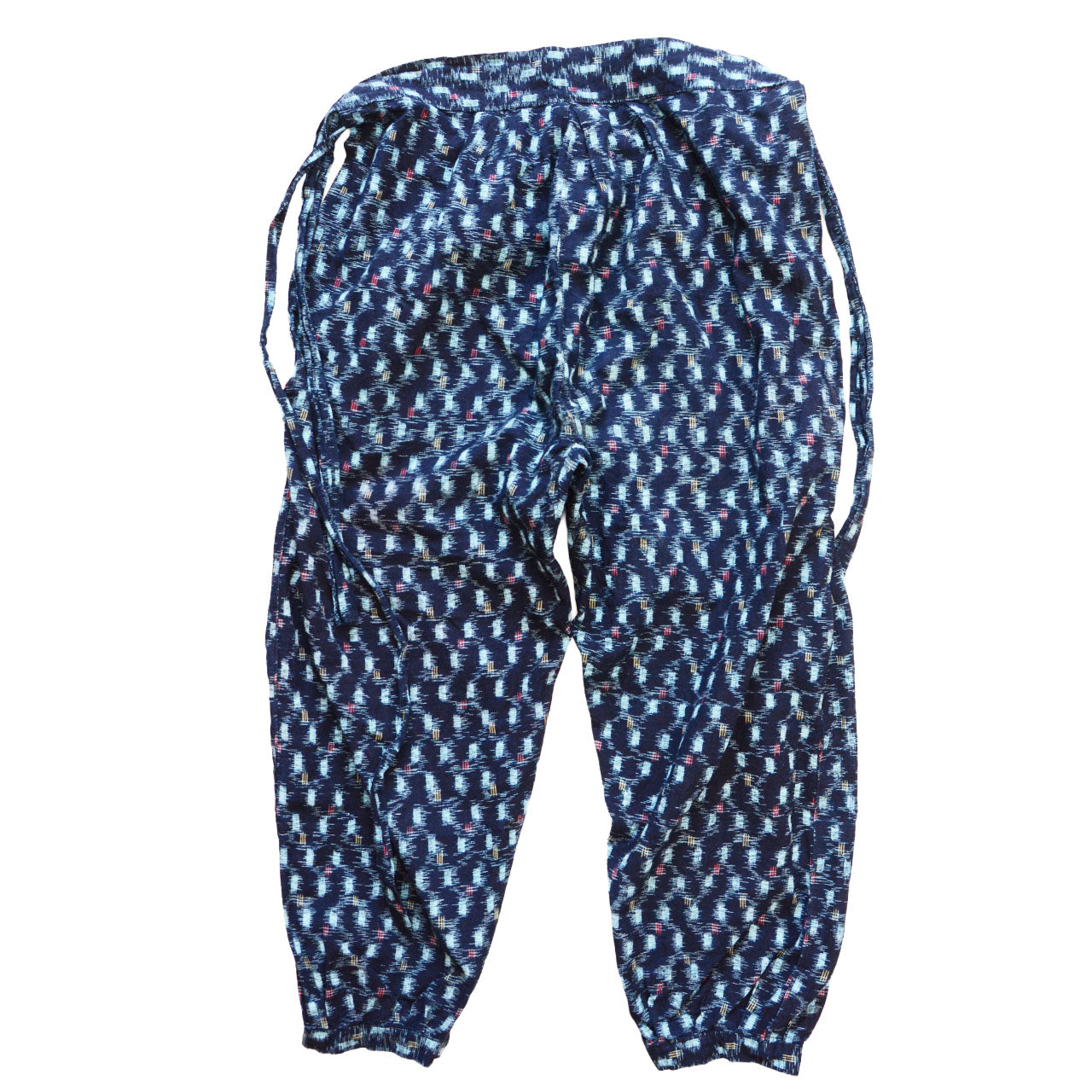 Handmade Japanese monpe trousers crafted from vintage cotton fabric