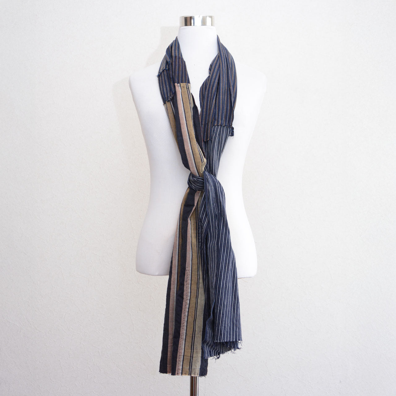 Vintage Japanese cotton boro textile with sashiko-style repairs
