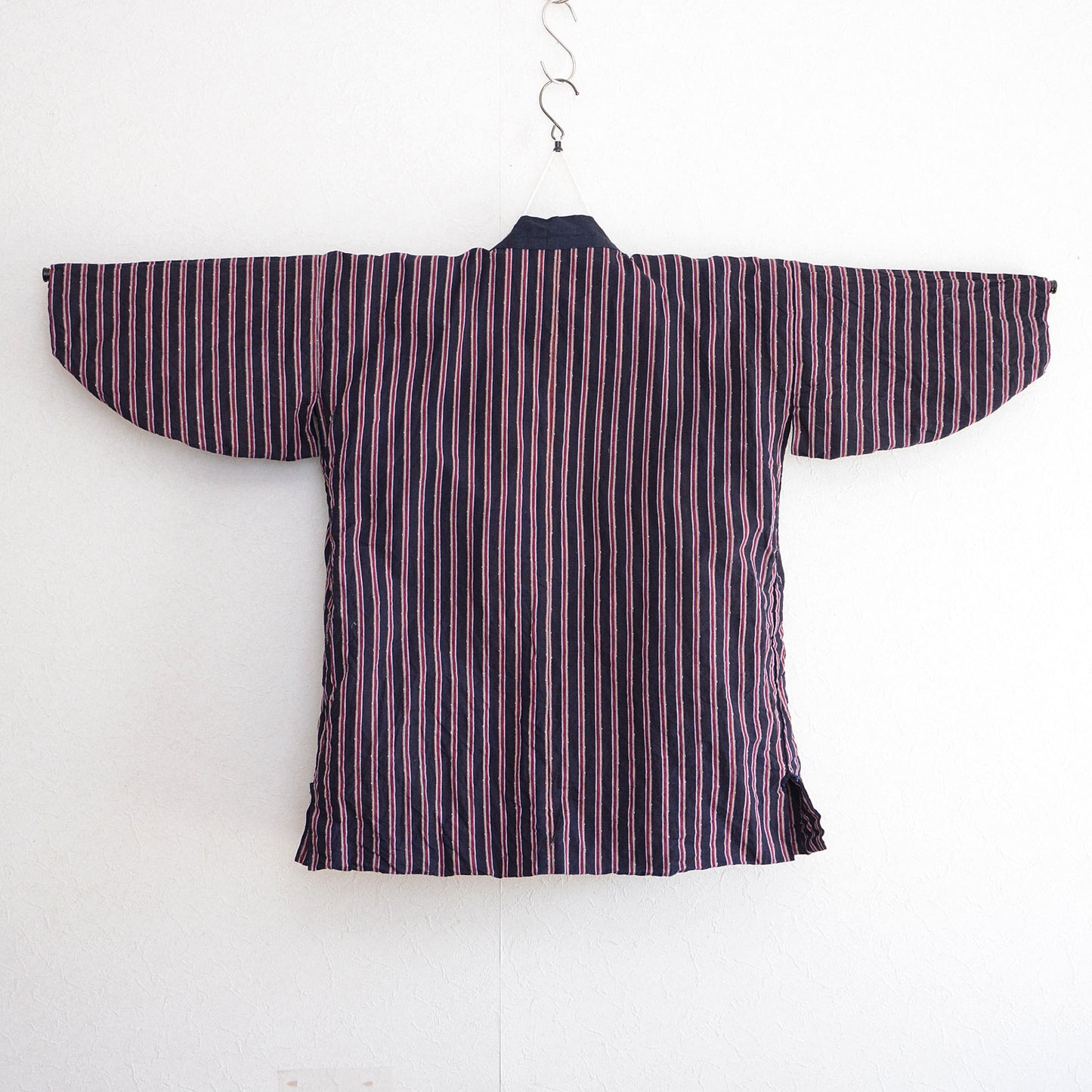 Noragi Cotton Kimono Jacket Vintage Japanese Fabric Stripe Pattern Antique