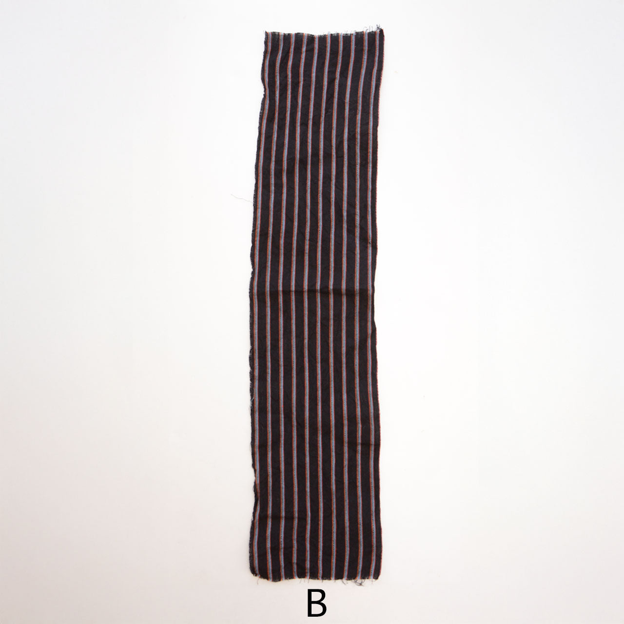 Five-piece collection of traditional Japanese sewing fabric scraps with indigo dye and kasuri weaving