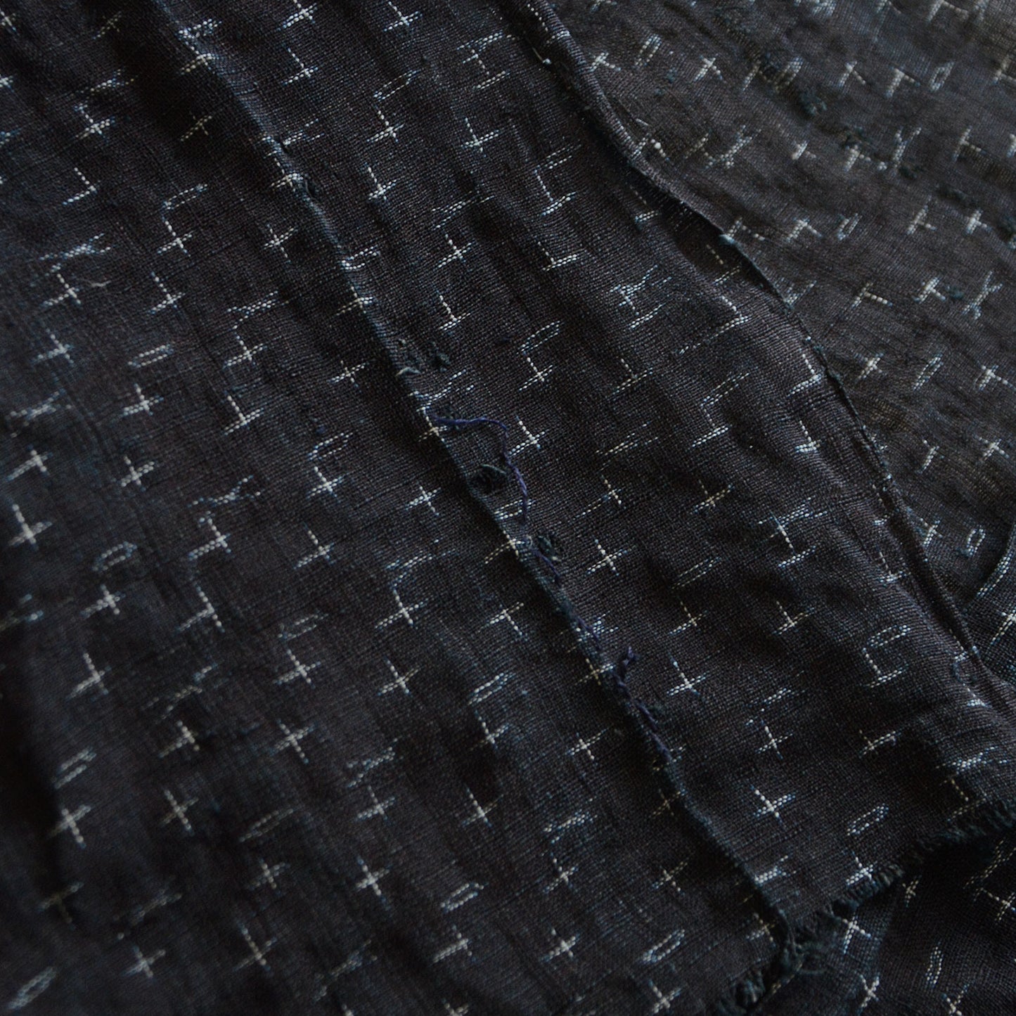 Small kasuri patterned linen fabric from vintage Japanese garments