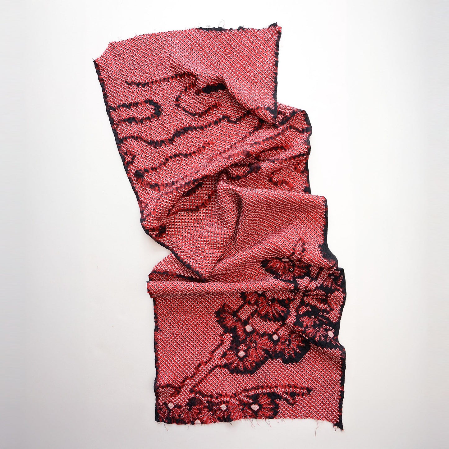 Japanese pattern pure silk scarf made from recycled kimono obiage fabric
