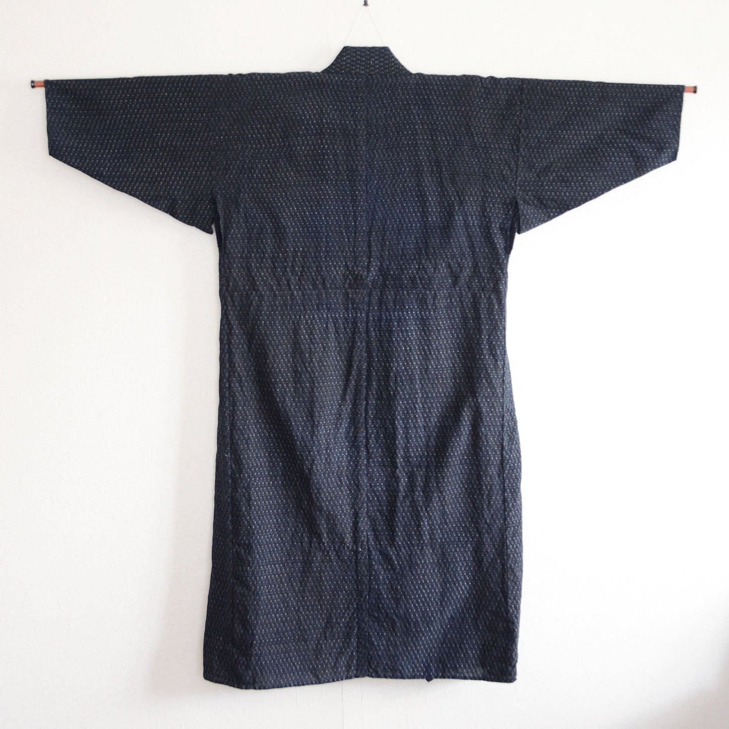 Kasuri Fabric Indigo Kimono Robe Long Cotton Japan Vintage