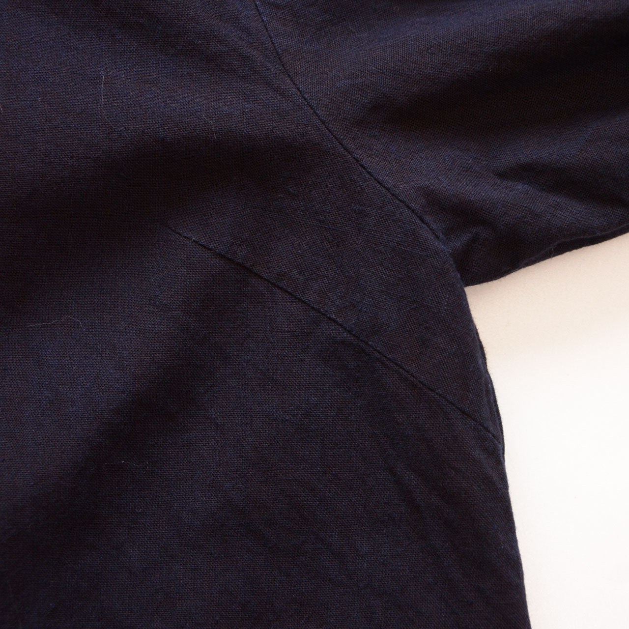 Showa-era Japanese shirt jacket in deep indigo cotton, deadstock