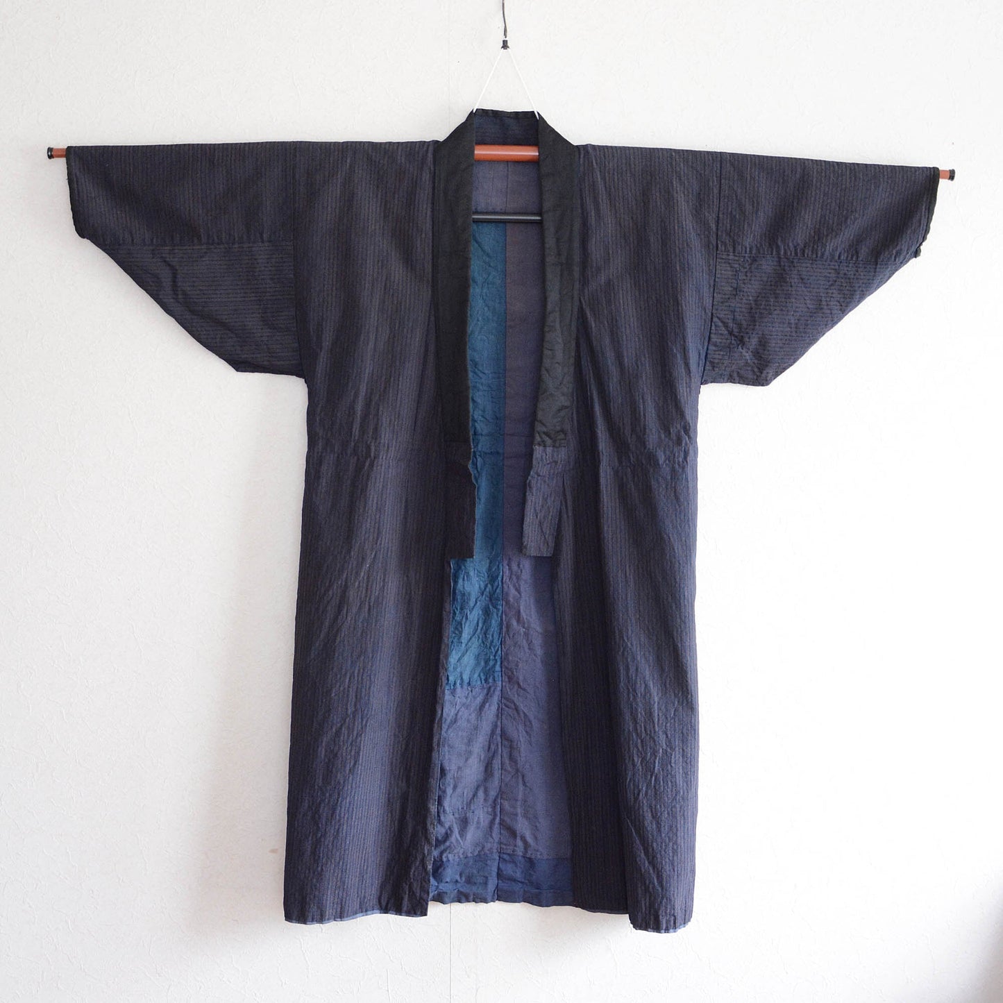 Crazy Patchwork Indigo Kimono Robe Long Japanese Fabric Vintage