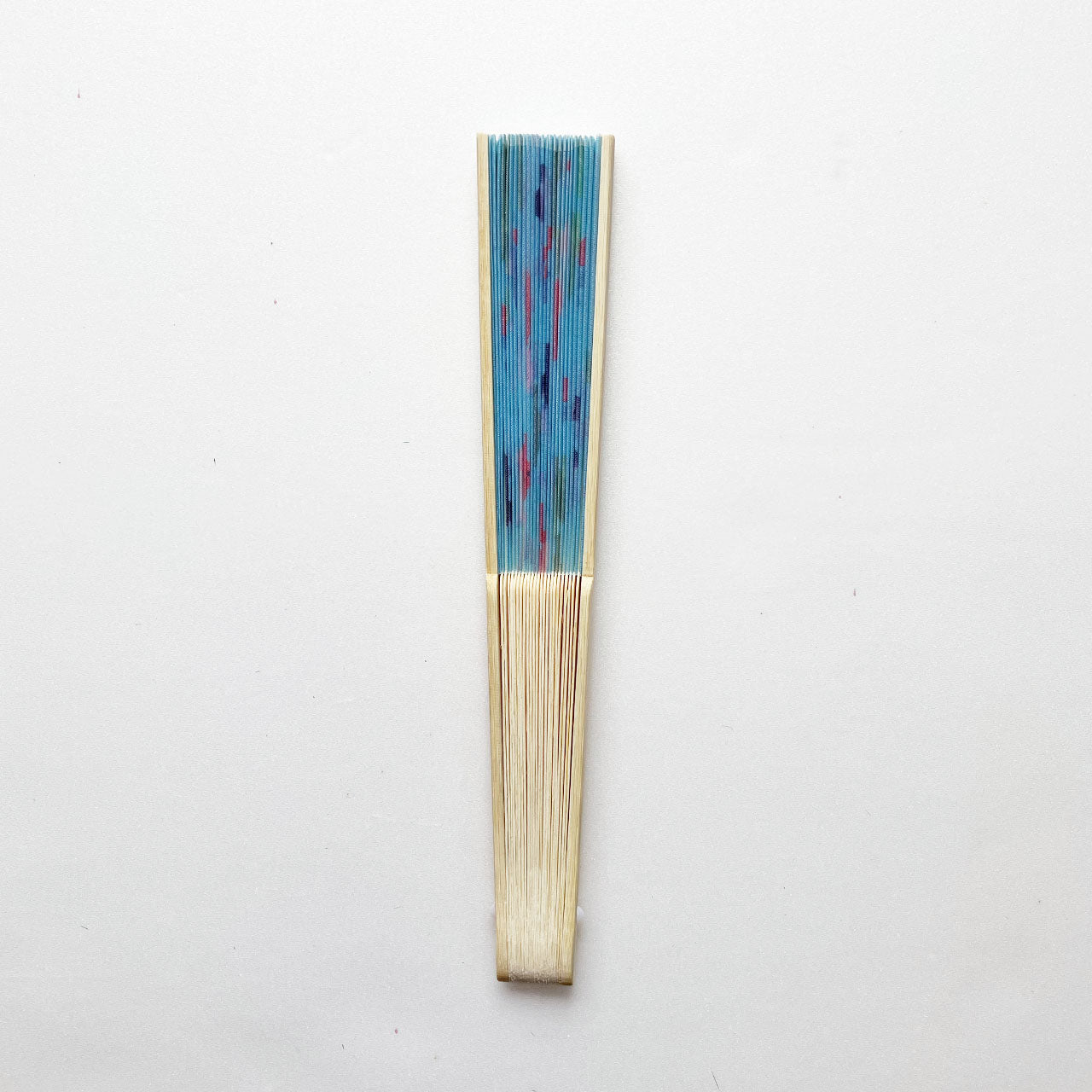 Bamboo ribbed folding fan with summer goldfish motif
