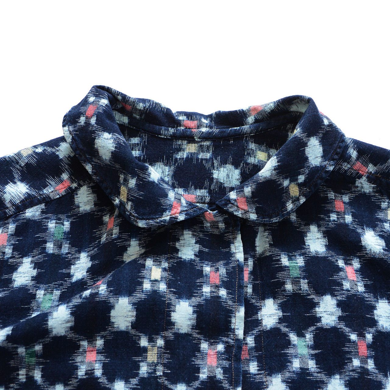 Hidden Placket Shirt in Indigo Kasuri Fabric – Made in Japan