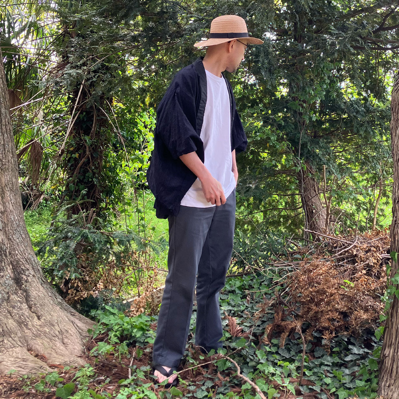 Kimono Jacket Japanese Fabric Vintage Crazy Pattern Indigo Stripe