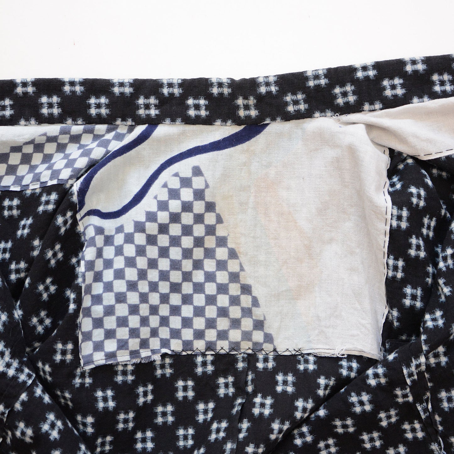 Noragi Jacket Kimono Japanese Fabric Cotton Vintage Kasuri Pattern