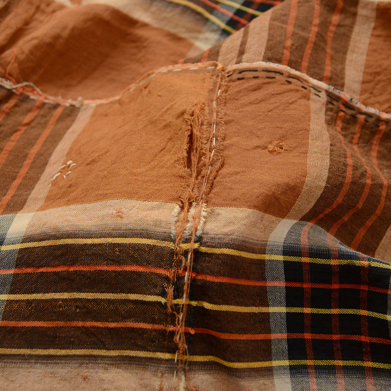 Mid-20th century Japanese cotton patchwork fabric with wabi-sabi charm