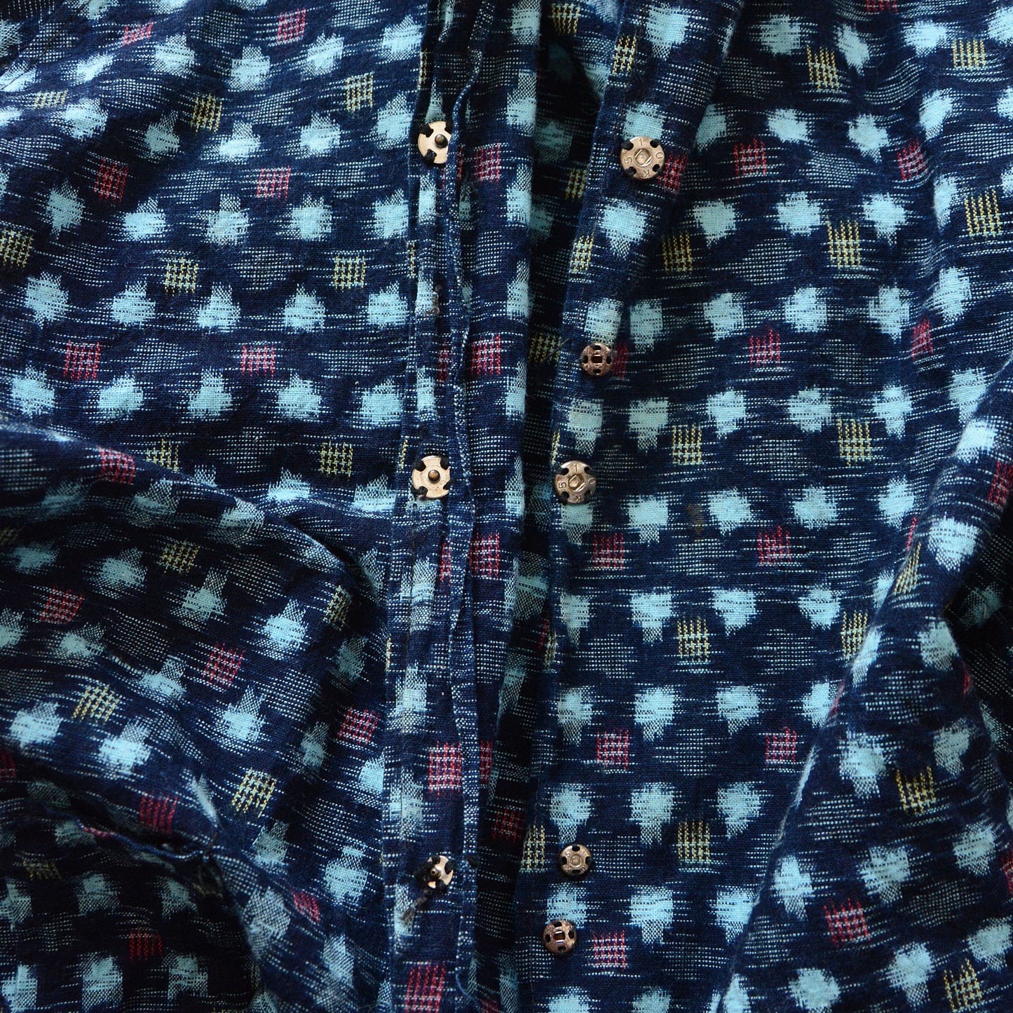 Kasuri Fabric Shirt Cotton Japanese Indigo Aizome Vintage