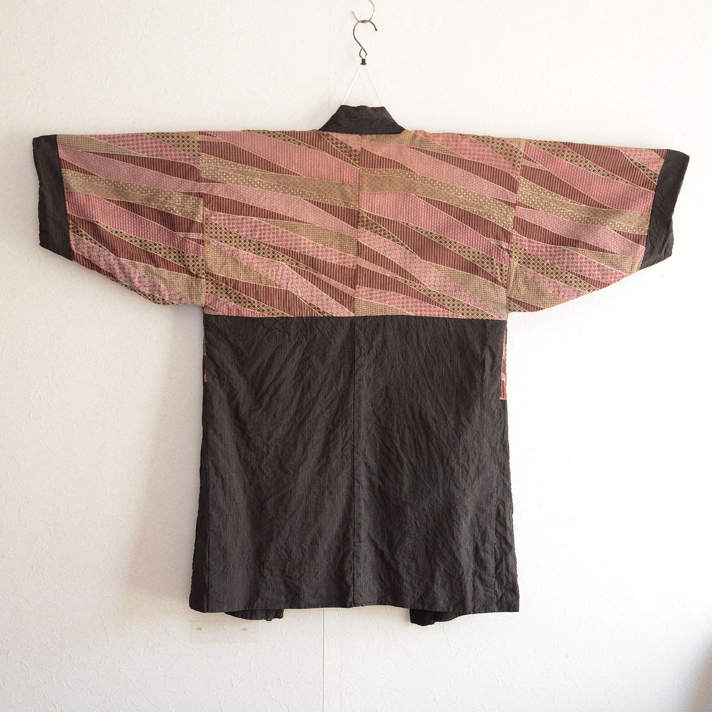 Haori Jacket Men Kimono Japanese Fabric Cotton Vintage Stripe Pattern