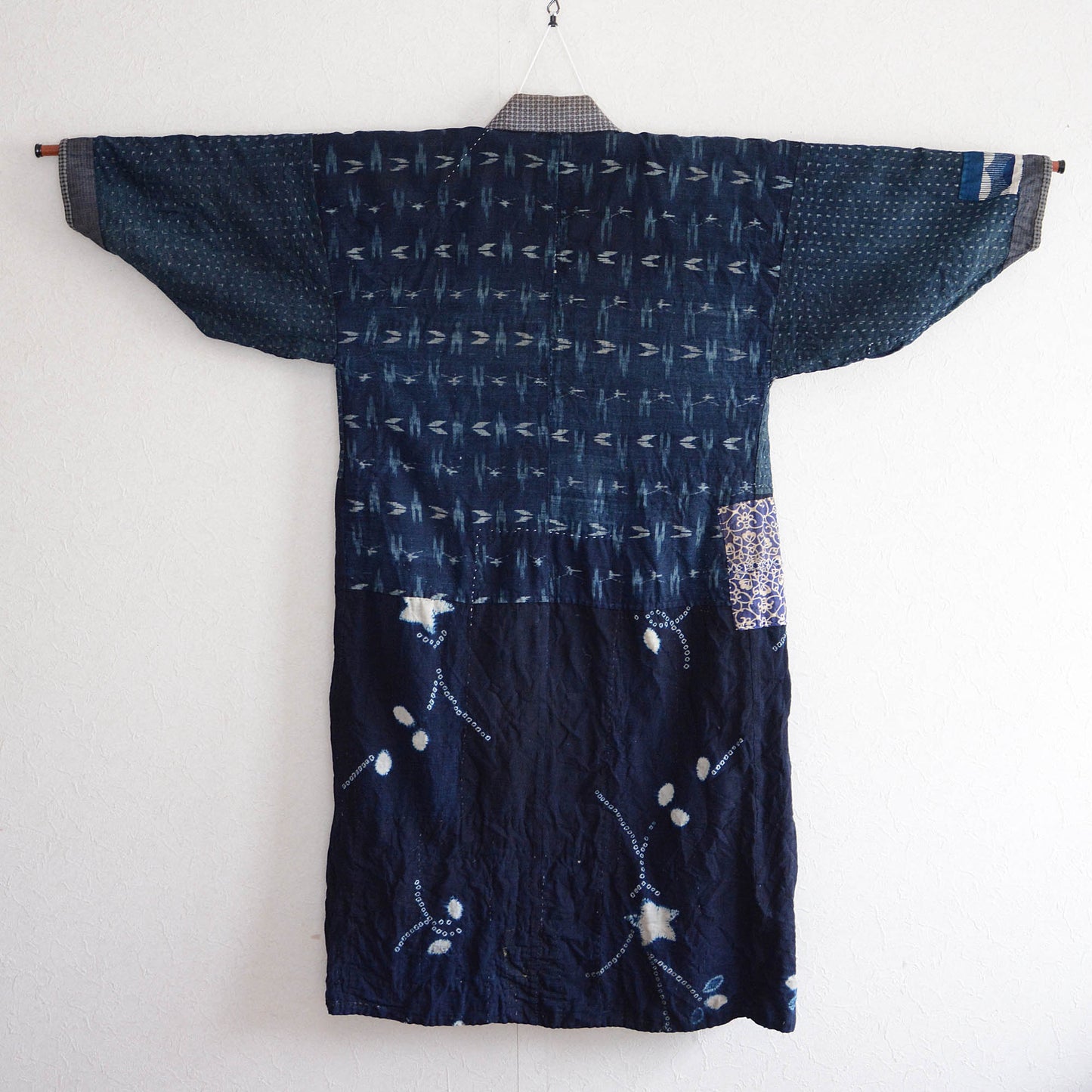 Boro Noragi Jacket Indigo Japanese Fabric Vintage Kimono Cotton Crazy Pattern Kasuri Shibori Dye