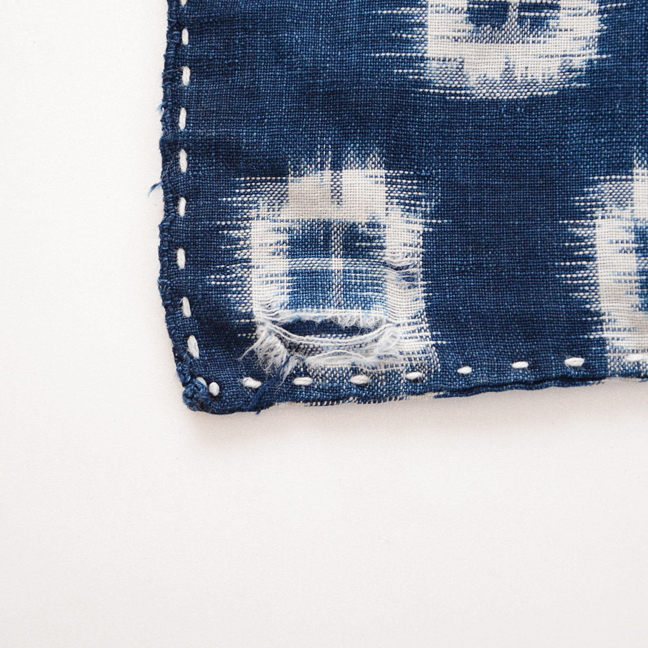 Traditional Japanese sashiko reinforced indigo kasuri cotton cloth vintage zoukin