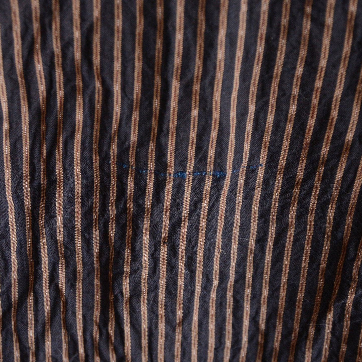 Authentic vintage cotton hanten with long silhouette and shima stripe pattern
