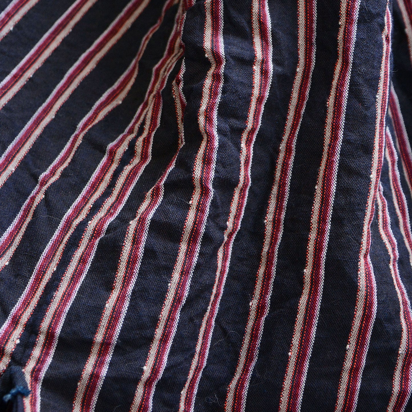 Noragi Cotton Kimono Jacket Vintage Japanese Fabric Stripe Pattern Antique