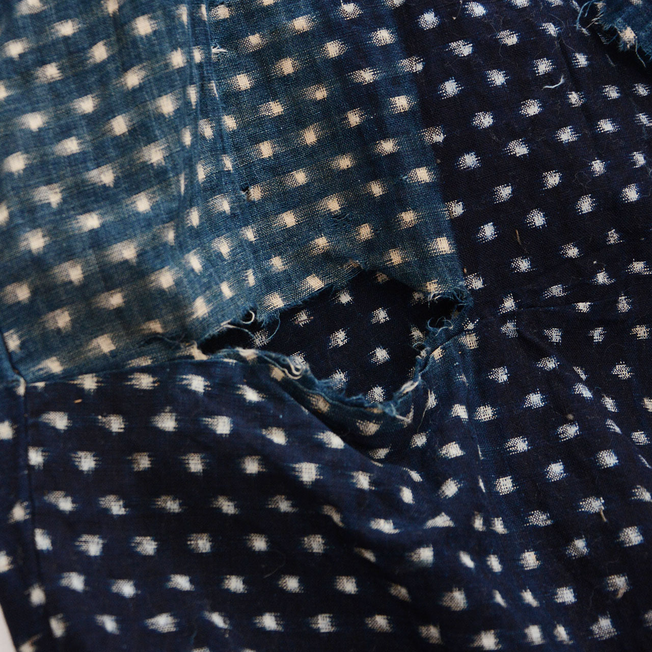Yukinko kasuri kimono used as upcycled textile art material