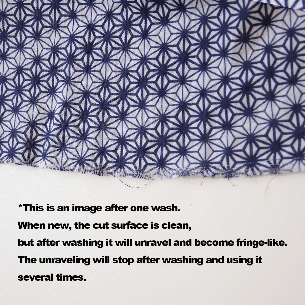 Cotton tenugui with traditional dyeing and frayed edge