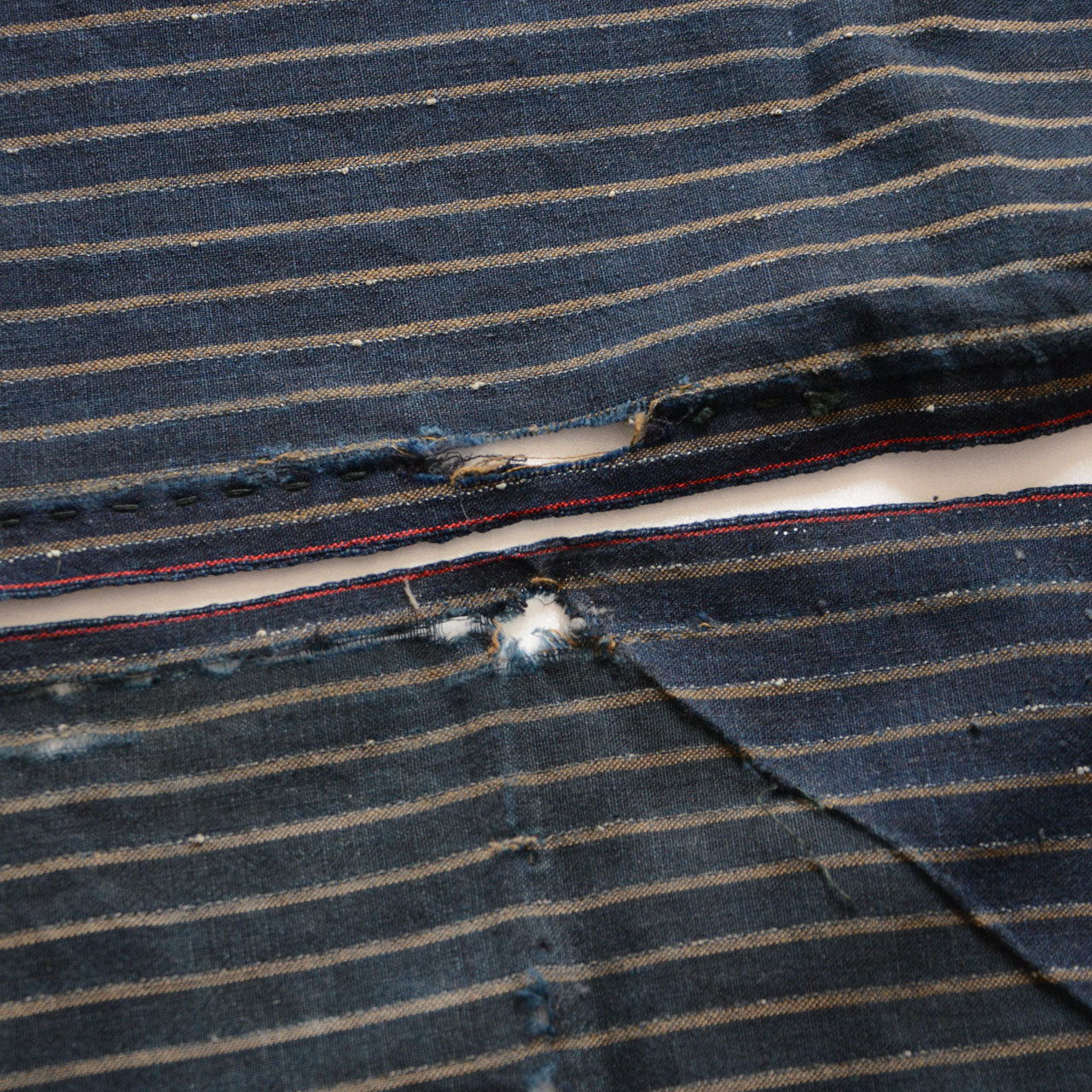 Repaired antique indigo cloth, Japanese folk textile from 1930s