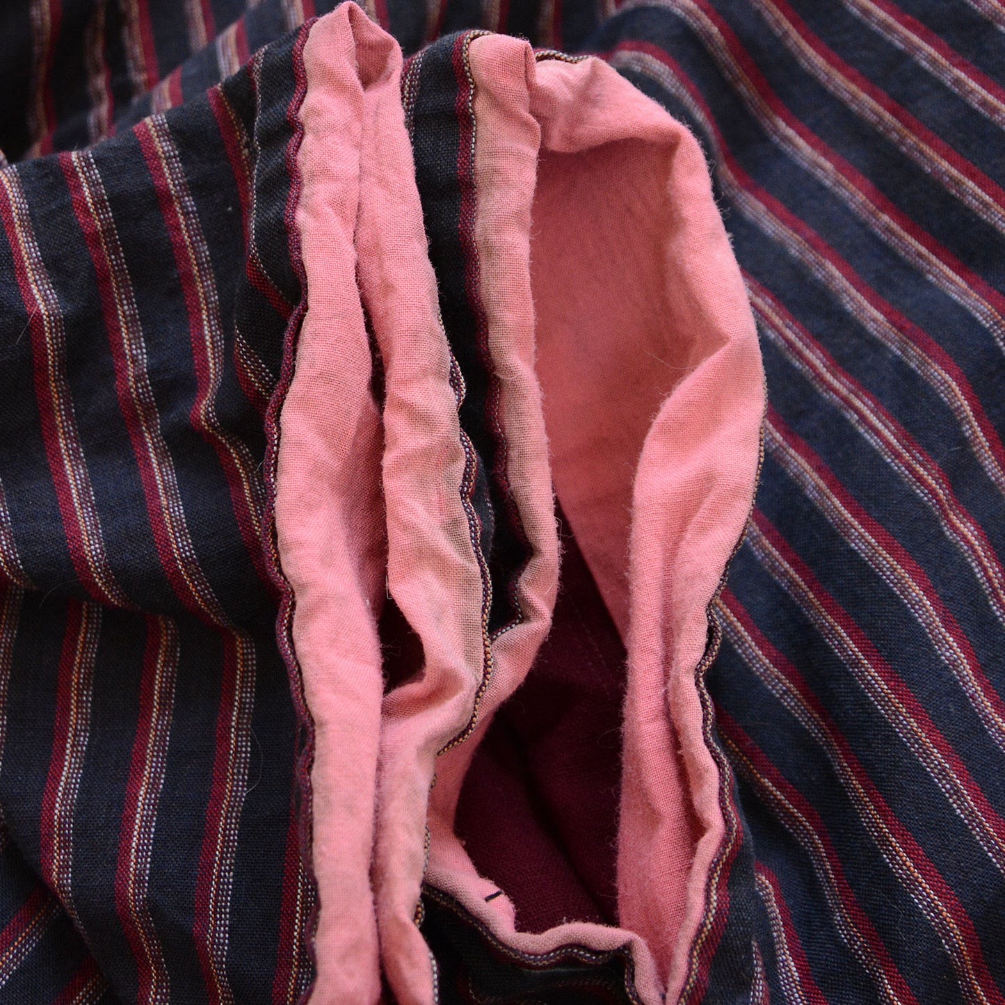 Noragi Antique Kimono Jacket Japanese Fabric Cotton Vintage Shima Stripe Pattern Sashiko