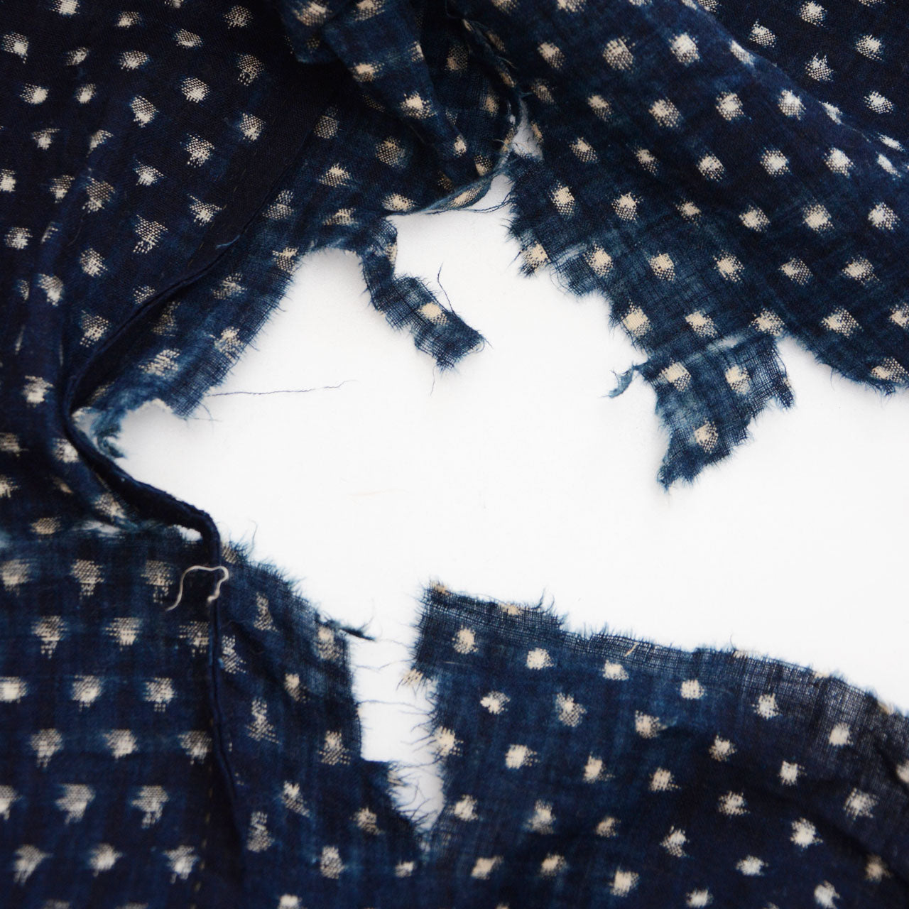 Indigo boro kimono hanging as interior wabi-sabi decor
