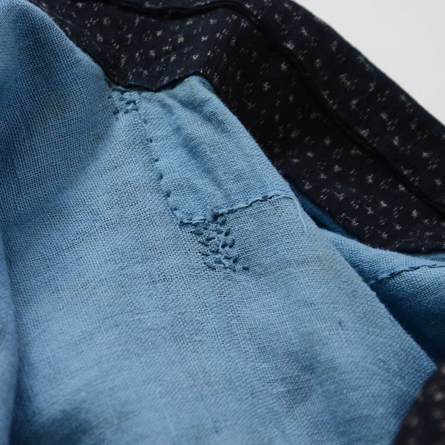Kasuri Fabric Indigo Kimono Robe Long Cotton Japan Vintage