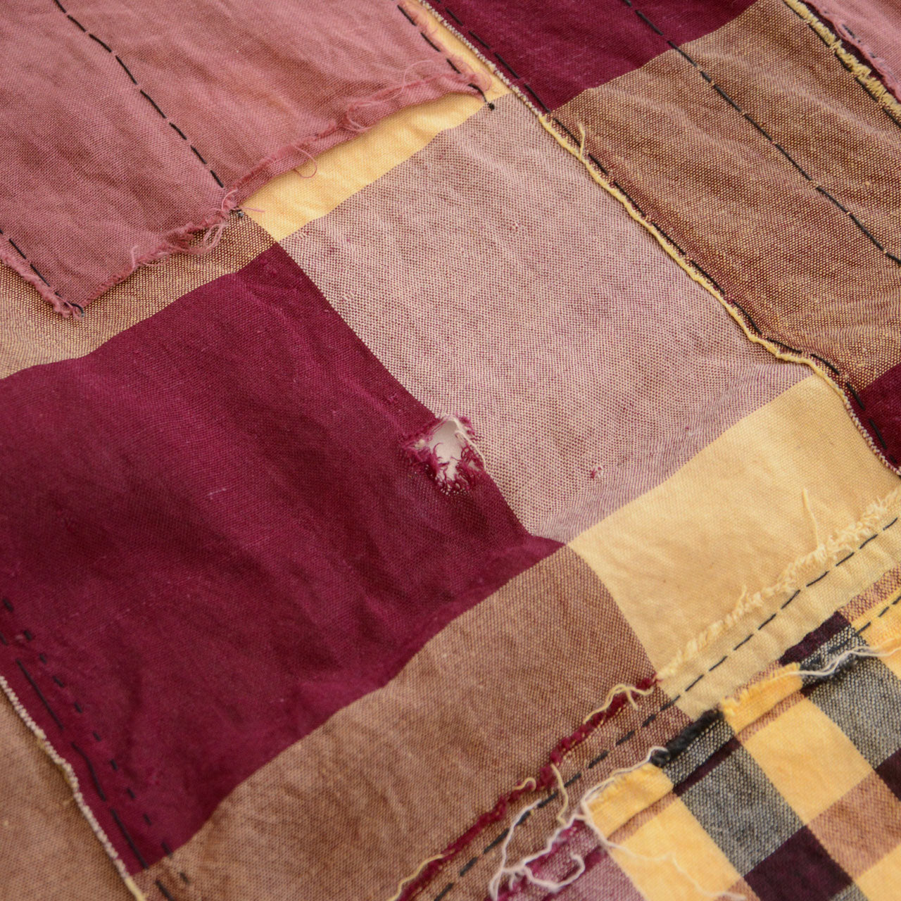 Rustic Japanese boro fabric with wabi-sabi aesthetic