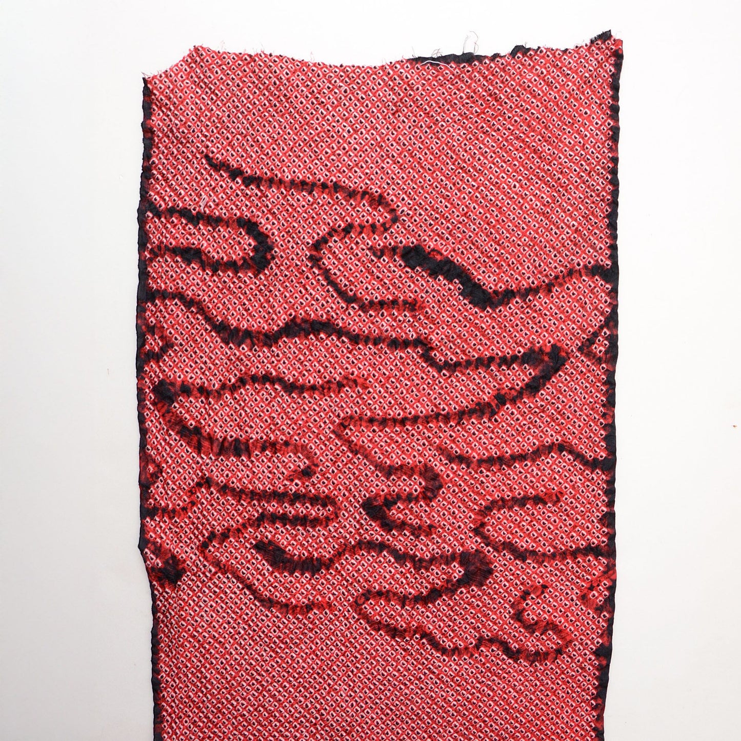 Kimono-inspired silk scarf with Japanese patterns, made from upcycled obiage