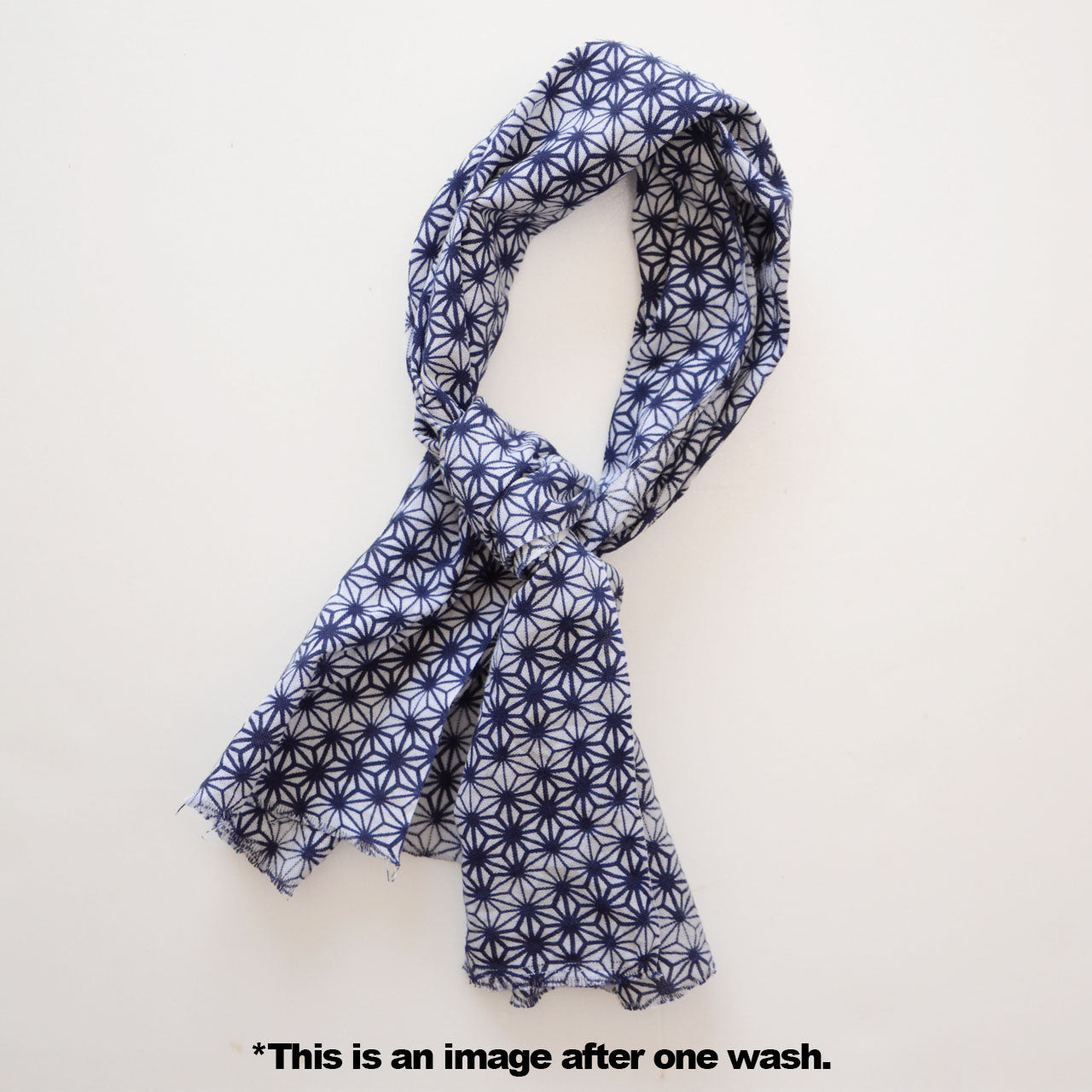 Minimalist Japanese towel with navy hemp leaf print