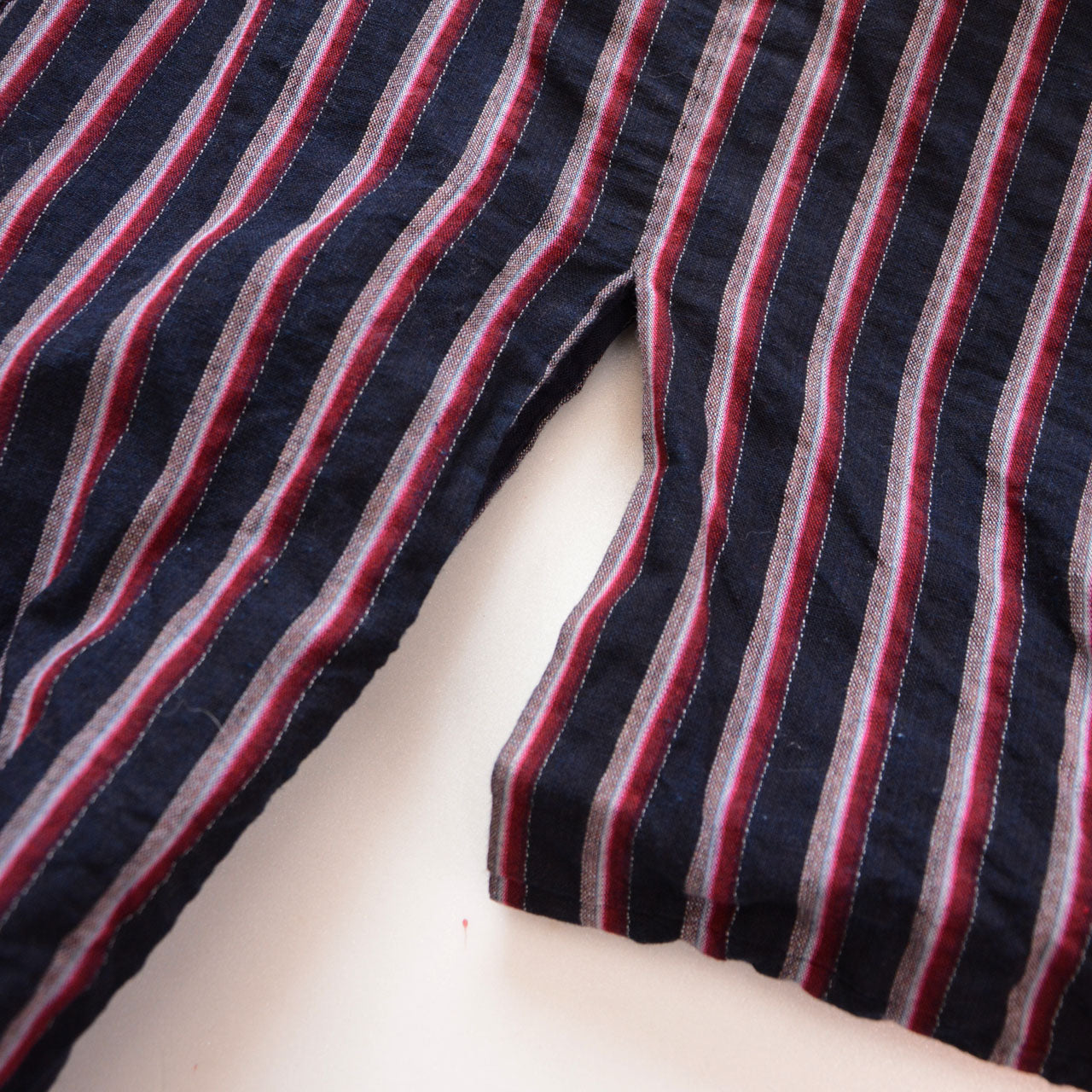 striped noragi jacket styled with jeans for casual japanese fusion look