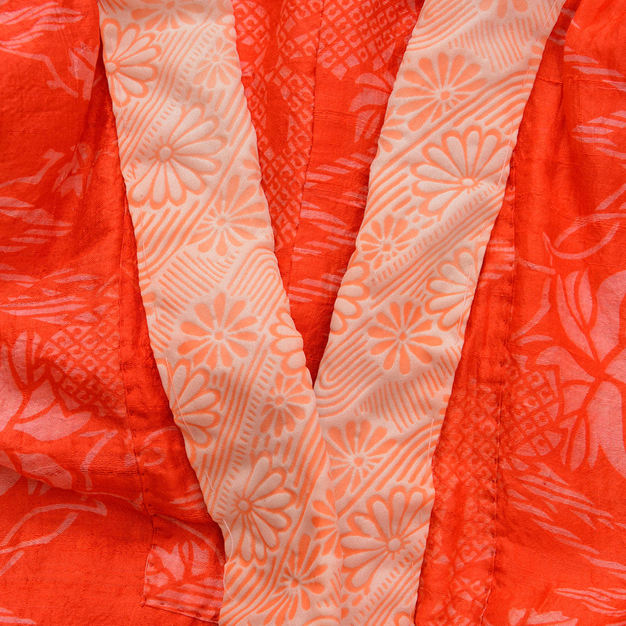 Juban with contrasting patterns in cotton and moslin