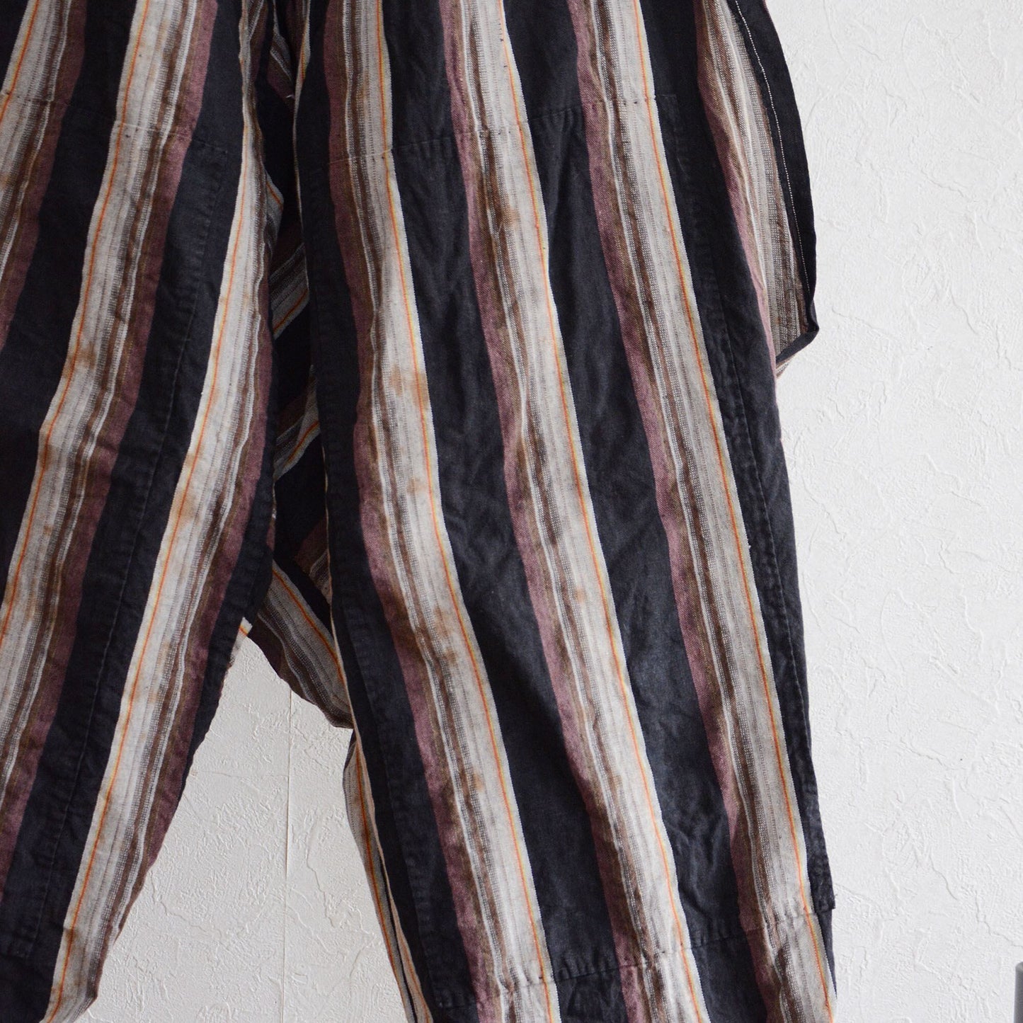Monpe Pants Noragi Japanese Fabric Vintage Cotton Black Stripe Pattern