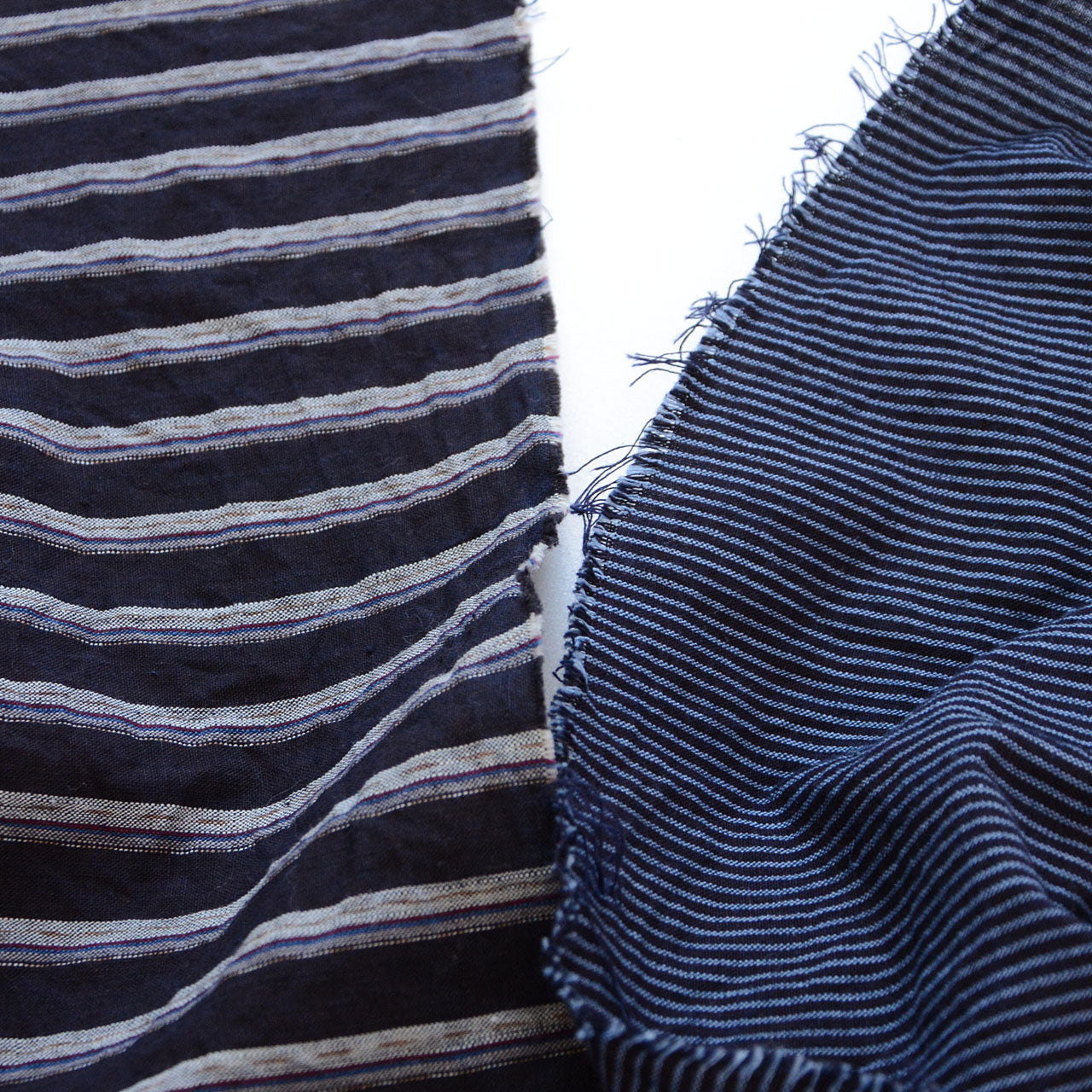 Striped vintage cotton textile used as a wall hanging art piece