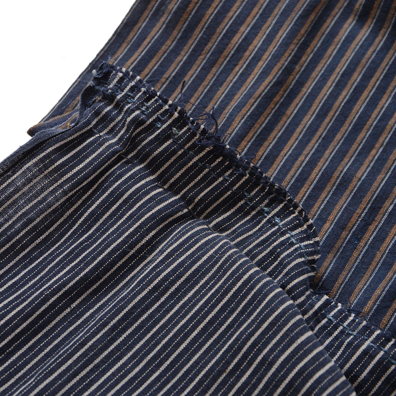 Rough-stitched boro scarf with visible repairs