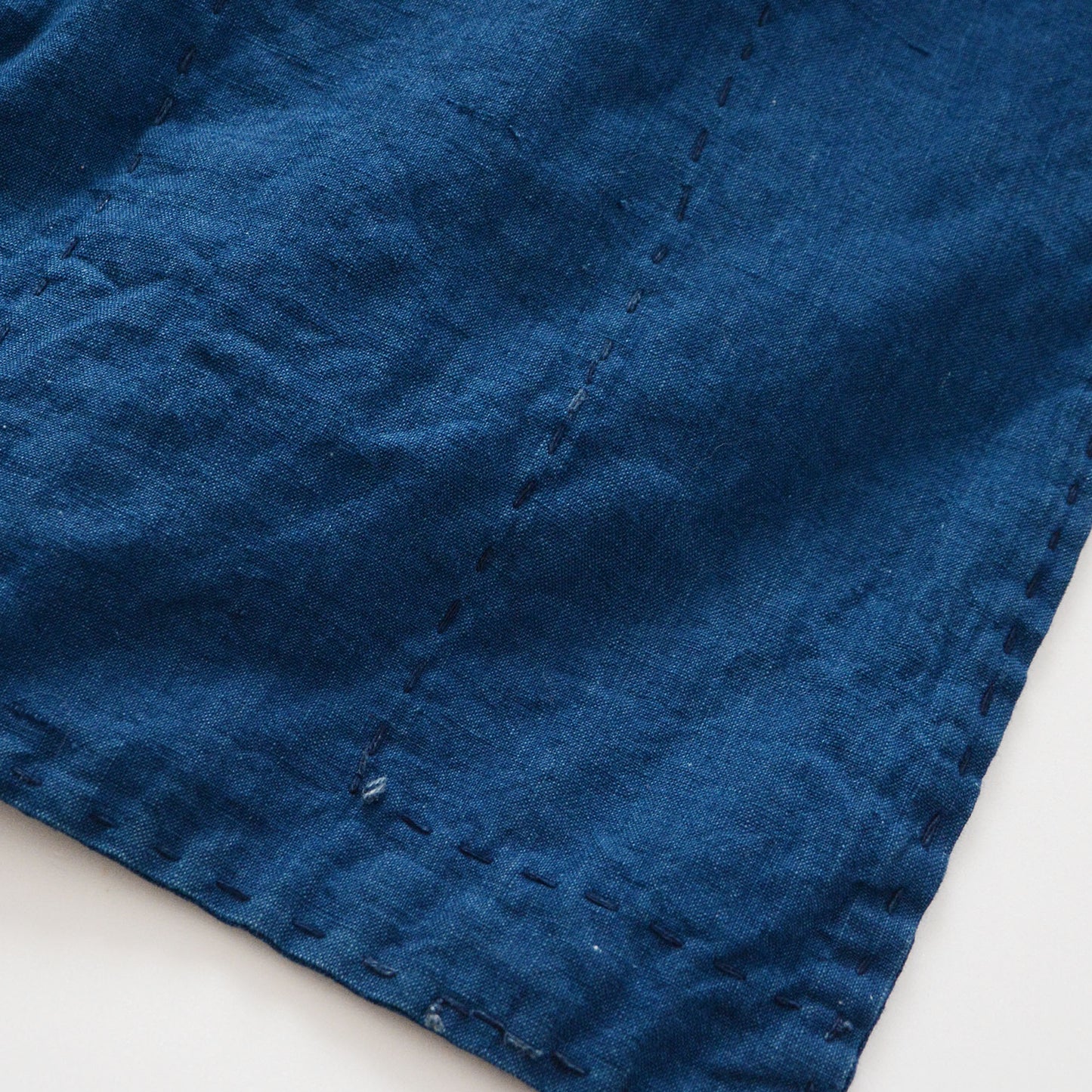 Hand-stitched indigo cotton fabric