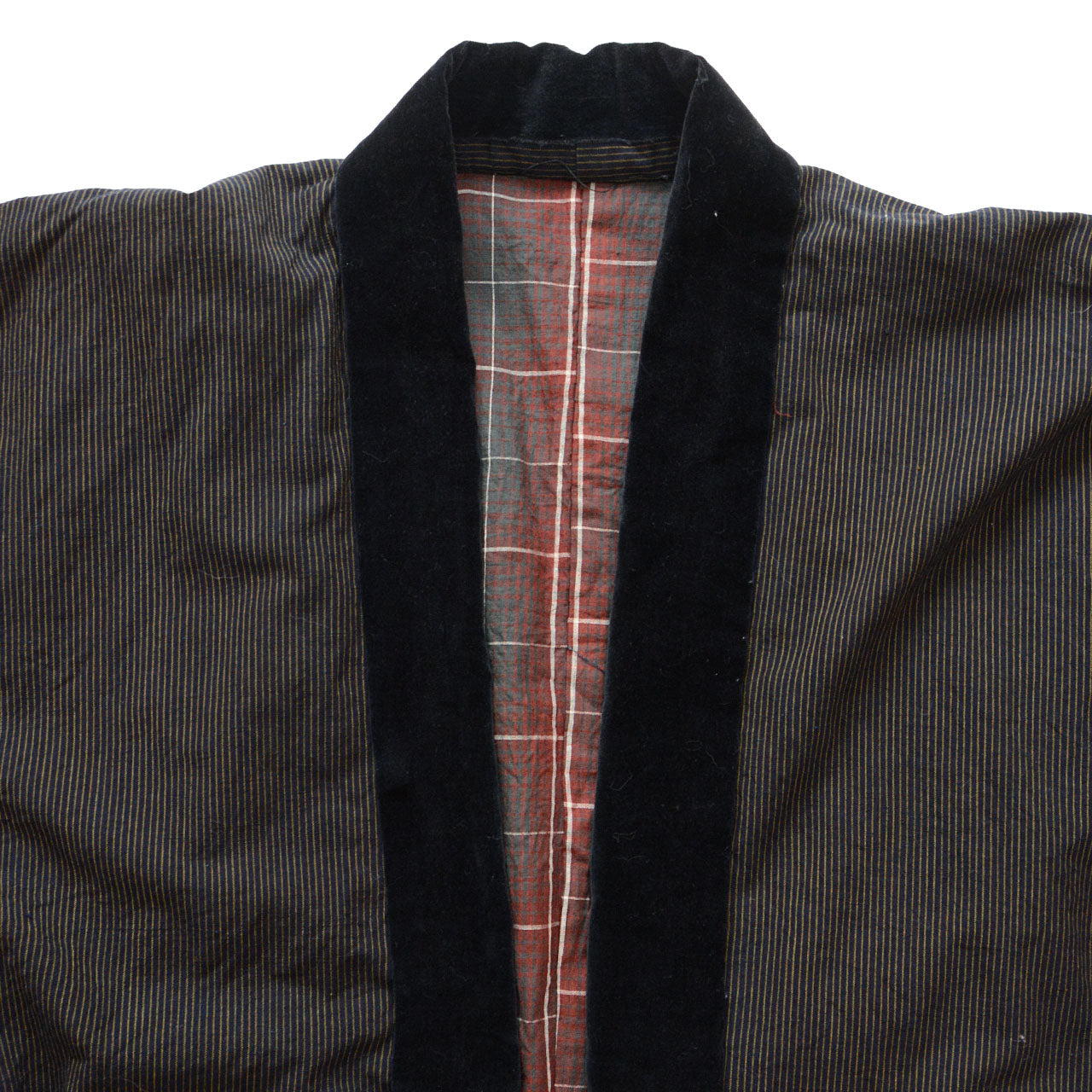 striped indigo workwear kimono jacket from mid-century Japan