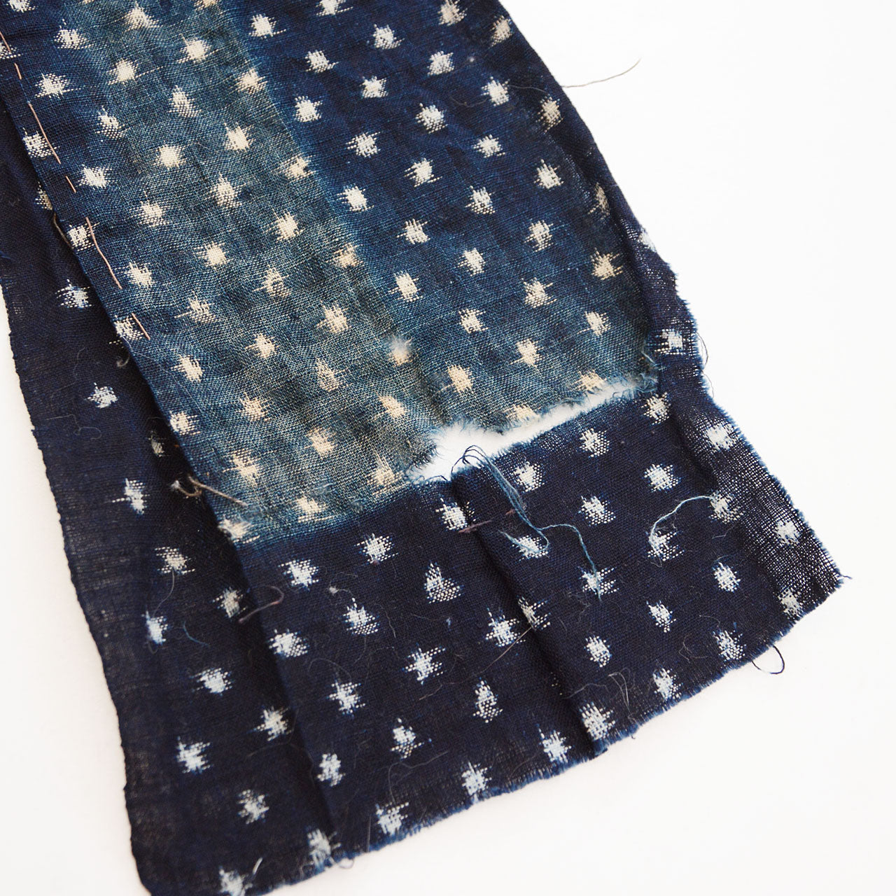 Japanese sewing fabric remnants set featuring classic indigo dye and traditional kasuri designs