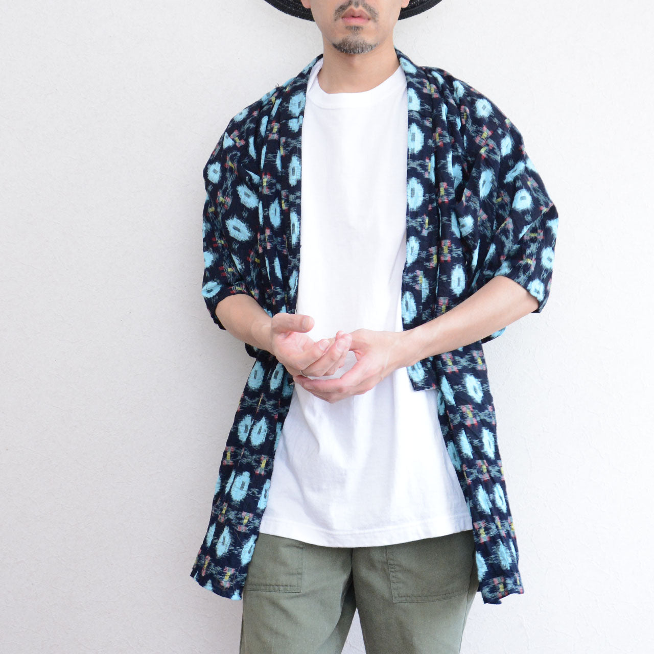 sustainable fashion noragi with indigo and kasuri
