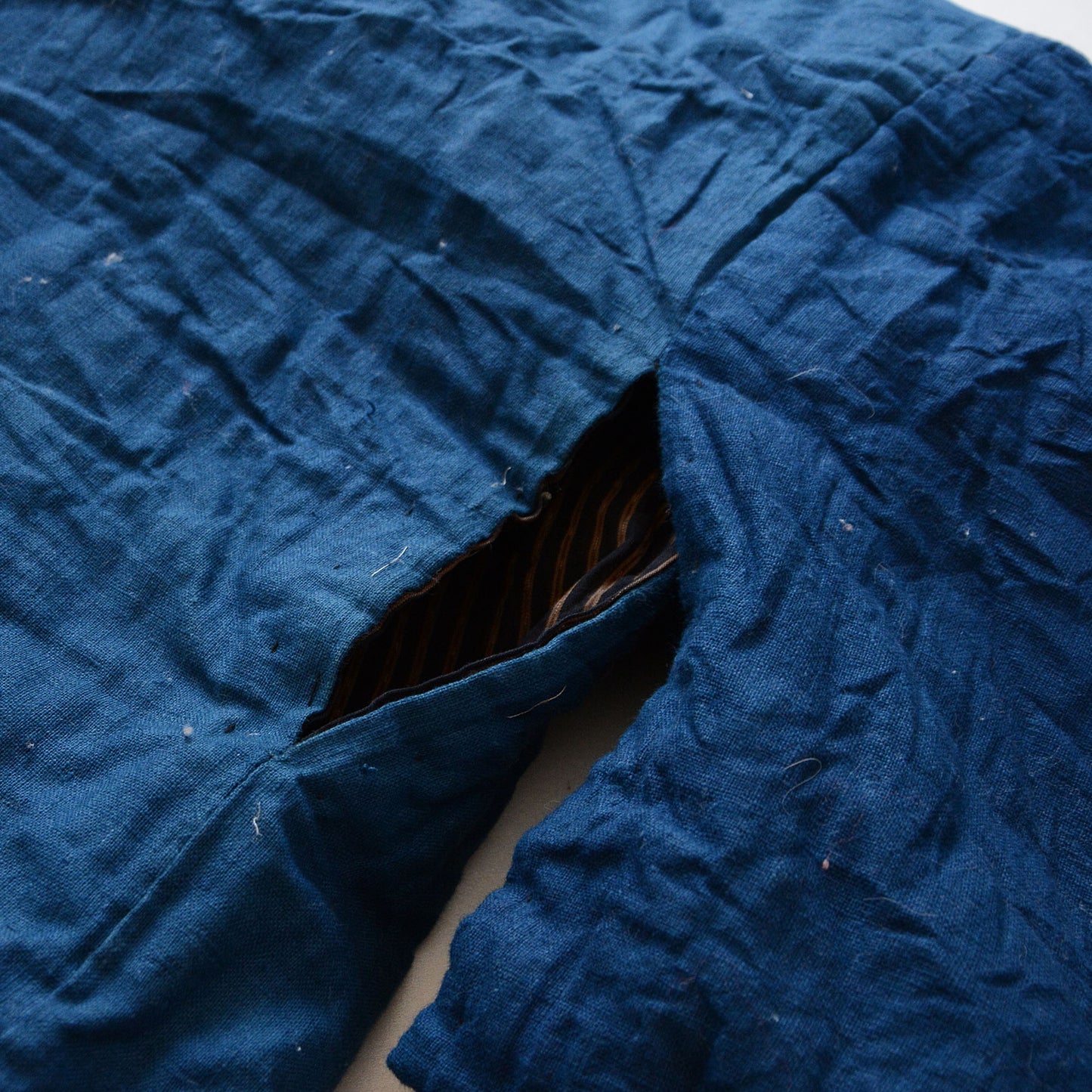 Classic Japanese padded kimono jacket featuring vintage indigo cotton fabric
