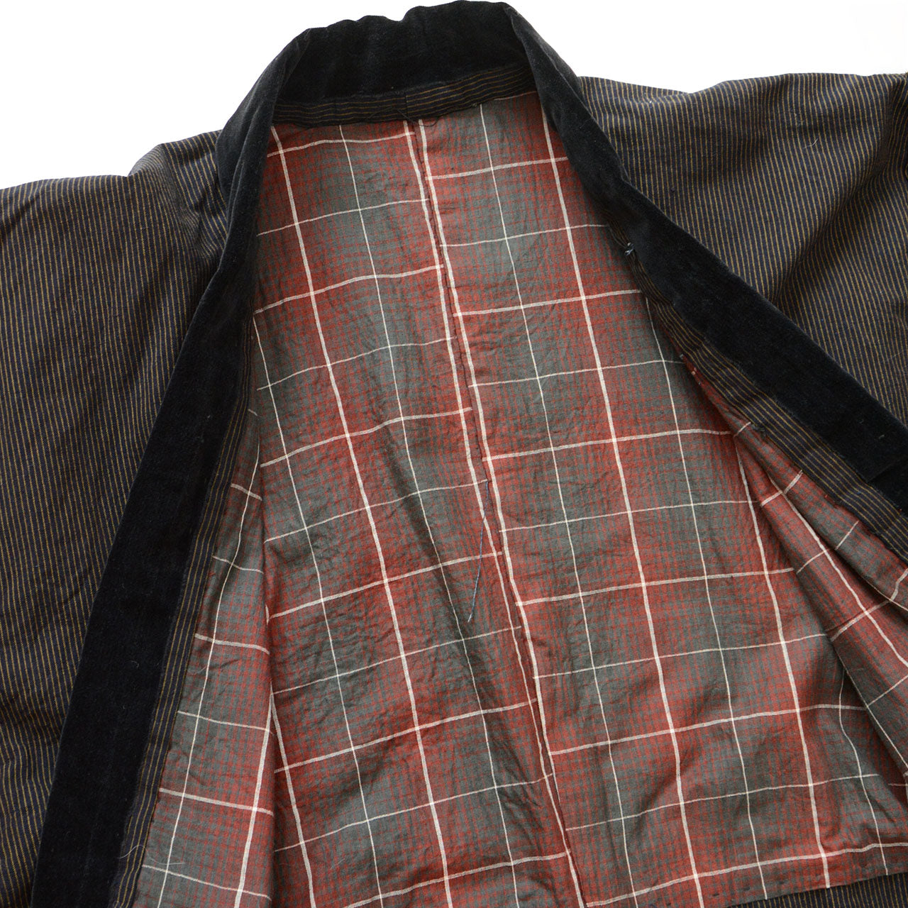 vintage noragi-style japanese garment with velour detail