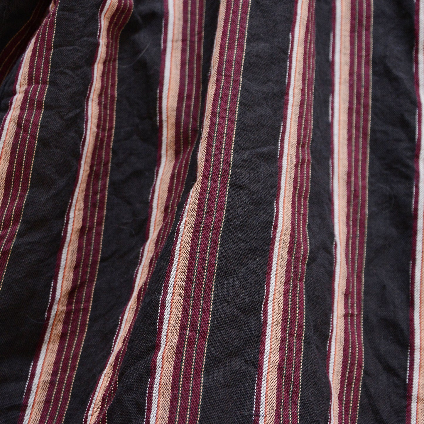 Noragi Black Stripe Pattern Antique Kimono Jacket Japanese Fabric Cotton Vintage