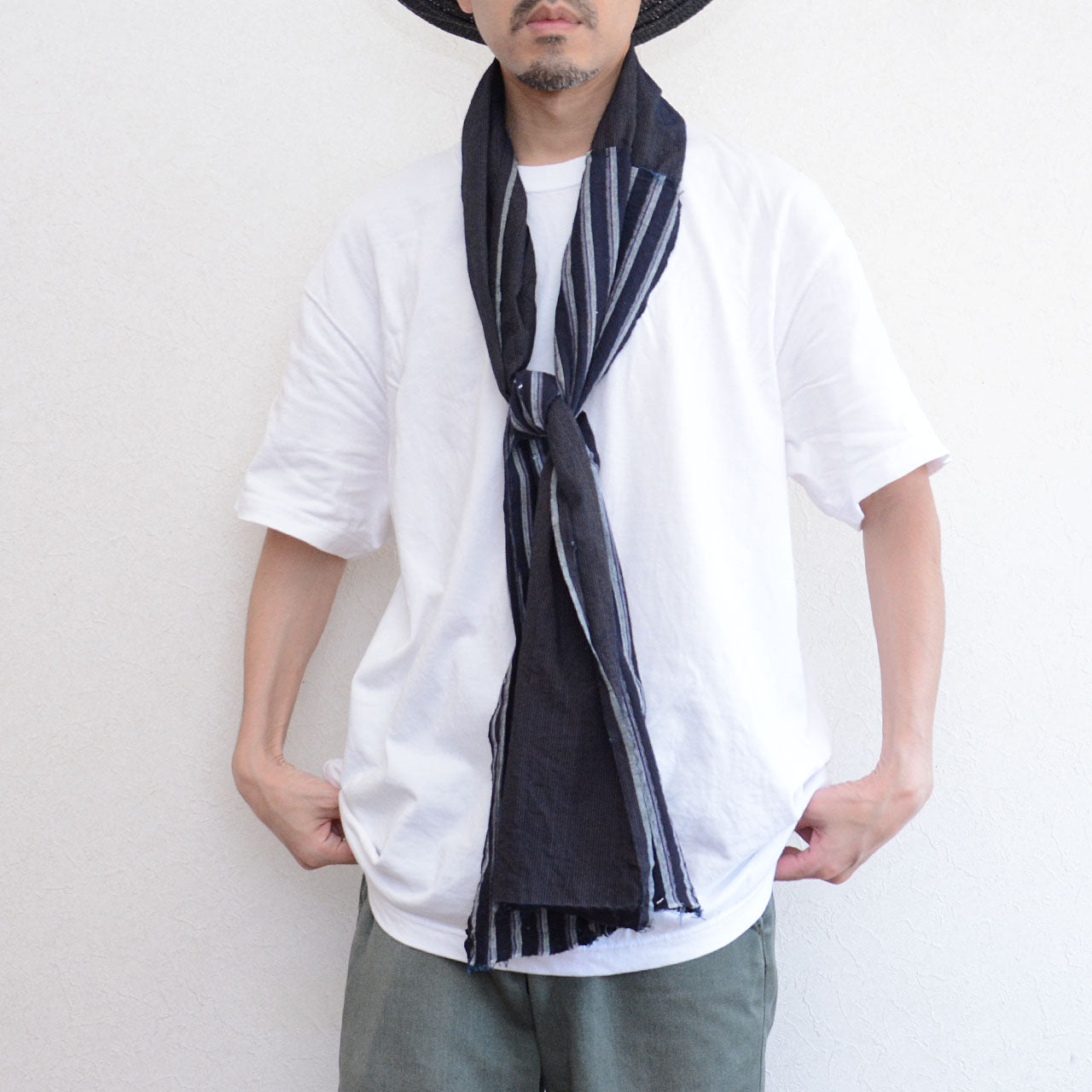 Long Japanese cotton scarf made from multiple vintage fabrics