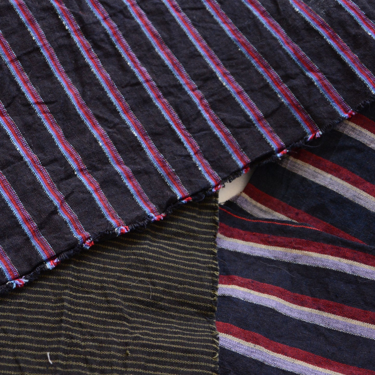 Vintage Japanese Fabric Scraps Set Cotton Stripe Pattern Vintage B11