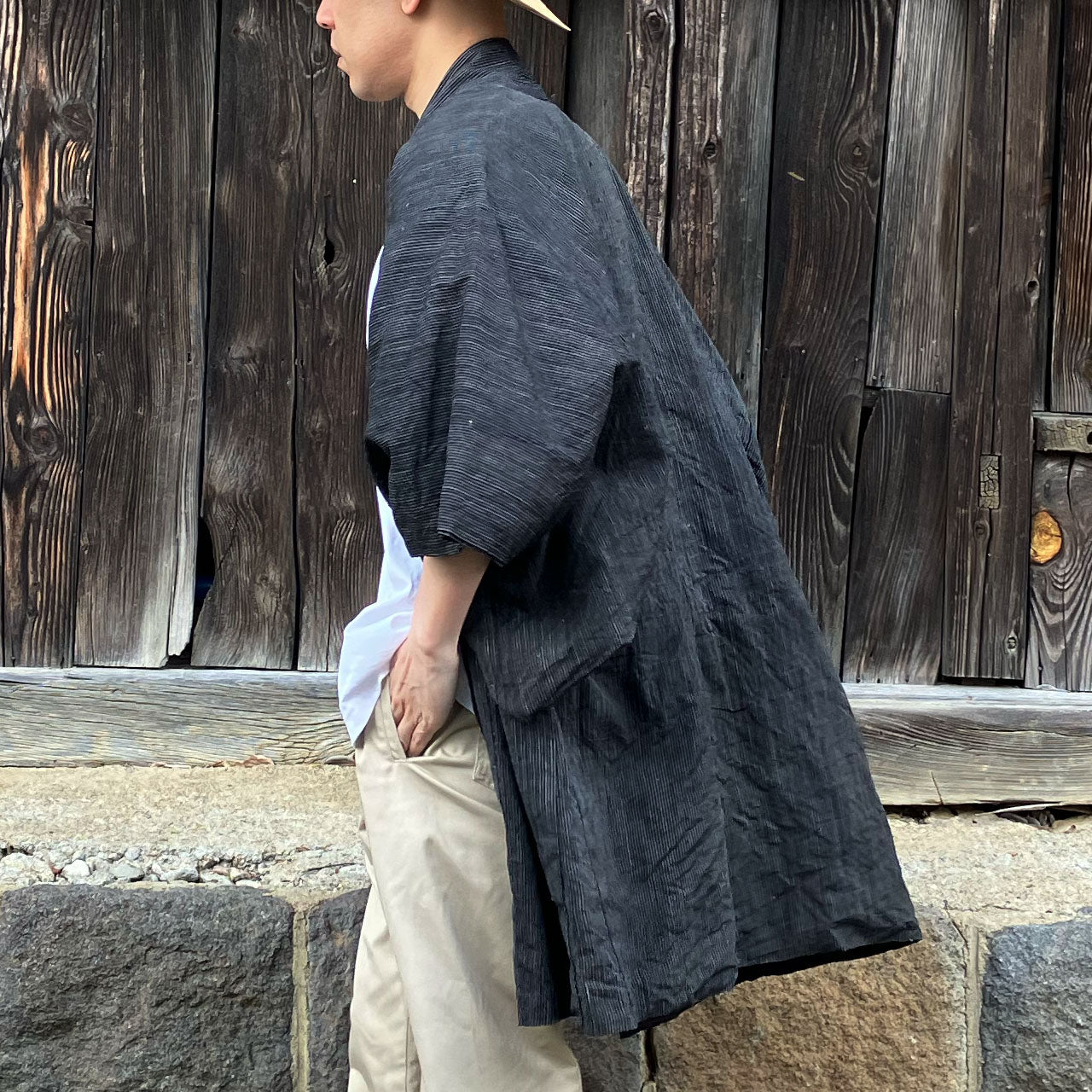 Showa Era Japanese Vintage Striped Haori|Men’s Kimono Cardigan for Modern Wabi-Sabi Style