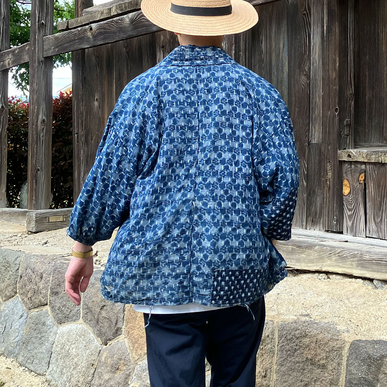 Vintage Boro kimono jacket with hand-embroidered patchwork details