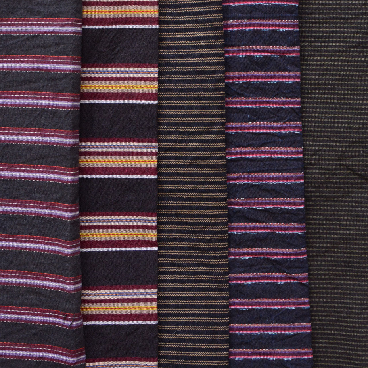 Vintage Japanese Cotton Stripe Fabric – 5 Unique Pieces for Creative Projects B17