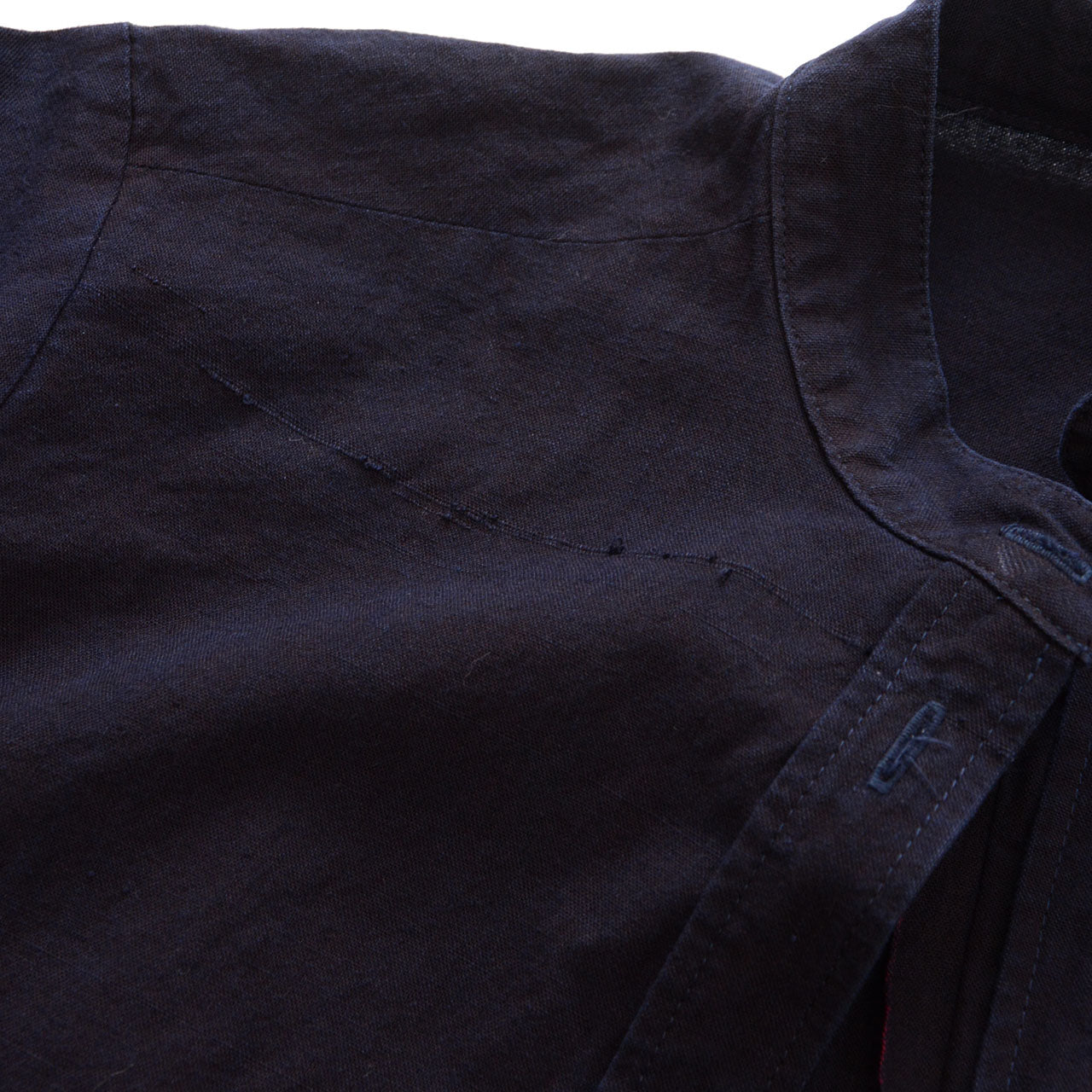 Classic Japanese indigo band collar shirt jacket with deadstock origin
