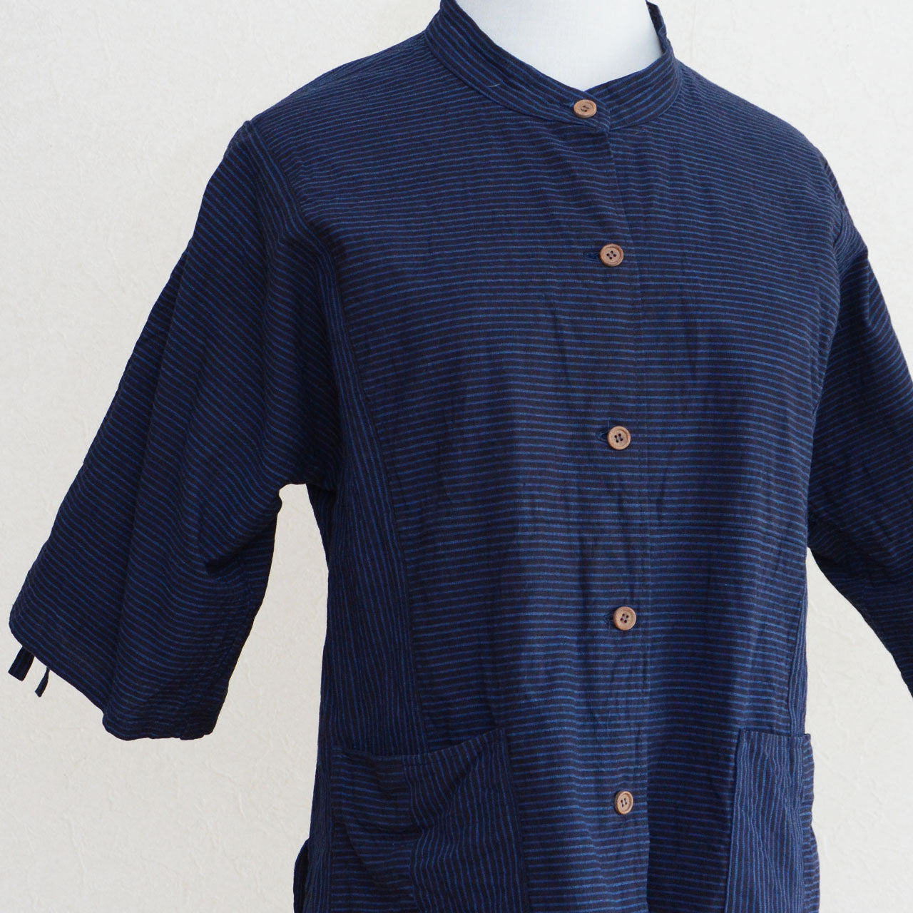Striped cotton top with artisanal hand-finished touches