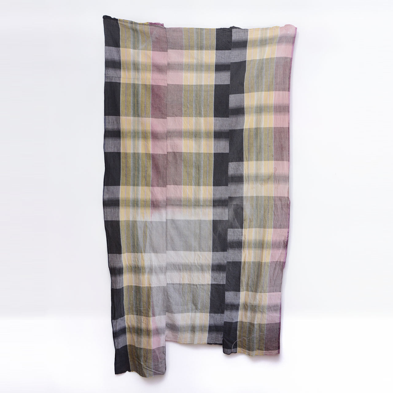 Japanese Vintage Boro Fabric — Cotton Plaid Unstitched Futon Cover